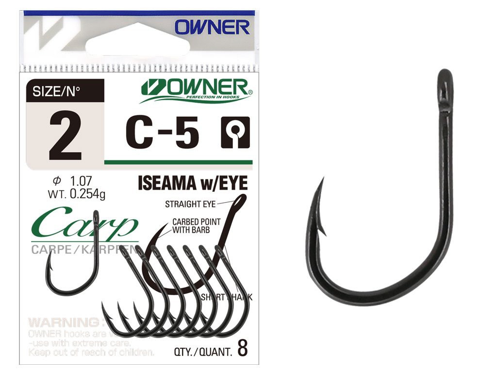 Owner 53265 - Amo Per Pesca Alla Carpa Iseama W. Eye 6 - Nero Cromato, Punta Curva, Stabile E Resistente