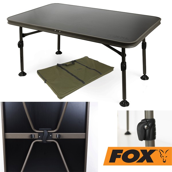 Table De Camping Fox XXL - 115x70cm, Réglable, Pour Pêche Carpe Et Bivouac